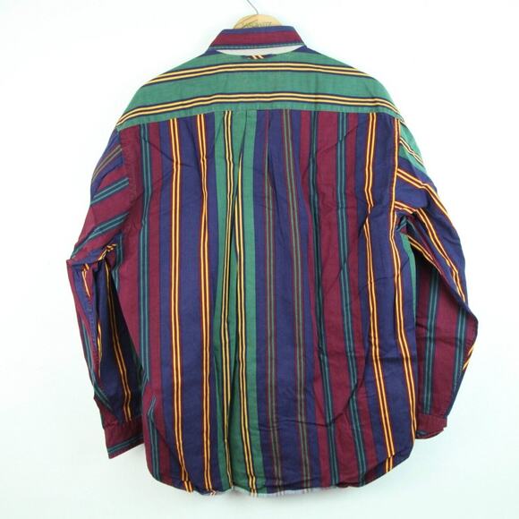 Tommy Hilfiger Mens Medium Button Down Oversize Stripe Embroidered Crest Hip Hop - Picture 9 of 9